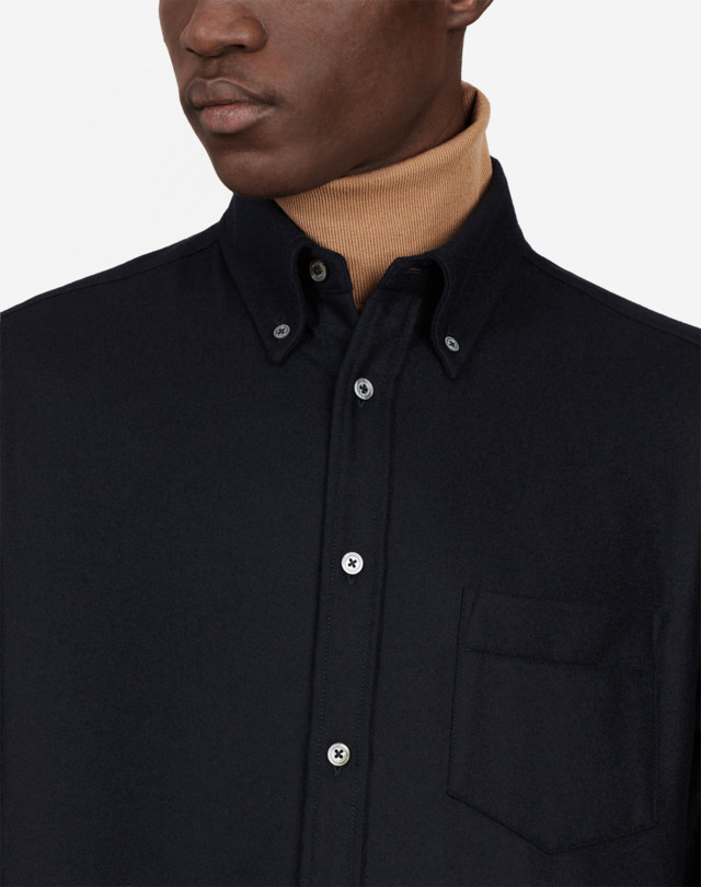 DUNHILL WOOL TWILL FLANNEL SHIRT LONG SLEEVE CASUAL SHIRTS Man a