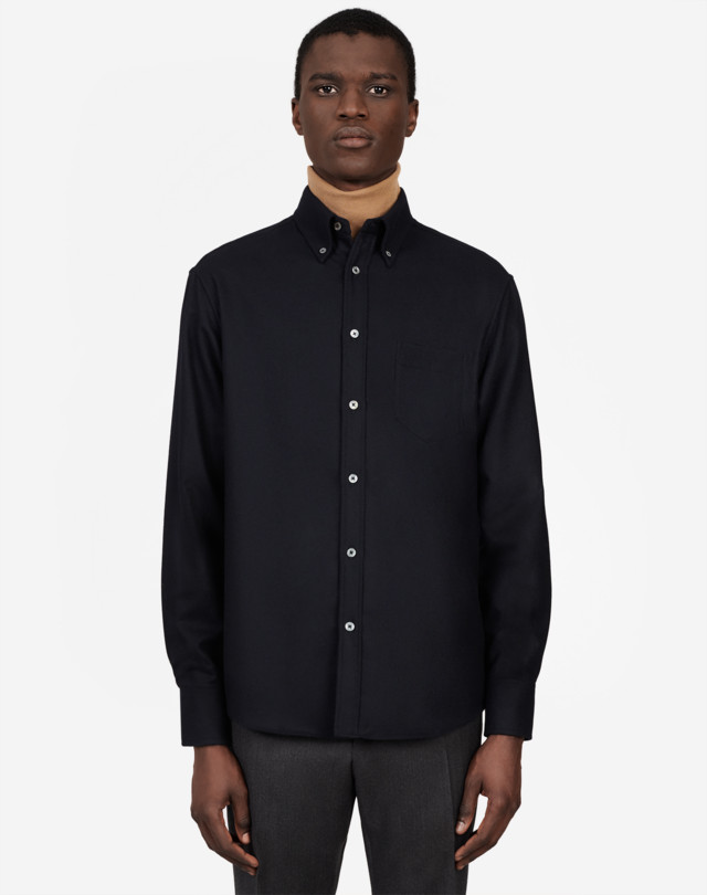 DUNHILL WOOL TWILL FLANNEL SHIRT LONG SLEEVE CASUAL SHIRTS Man d