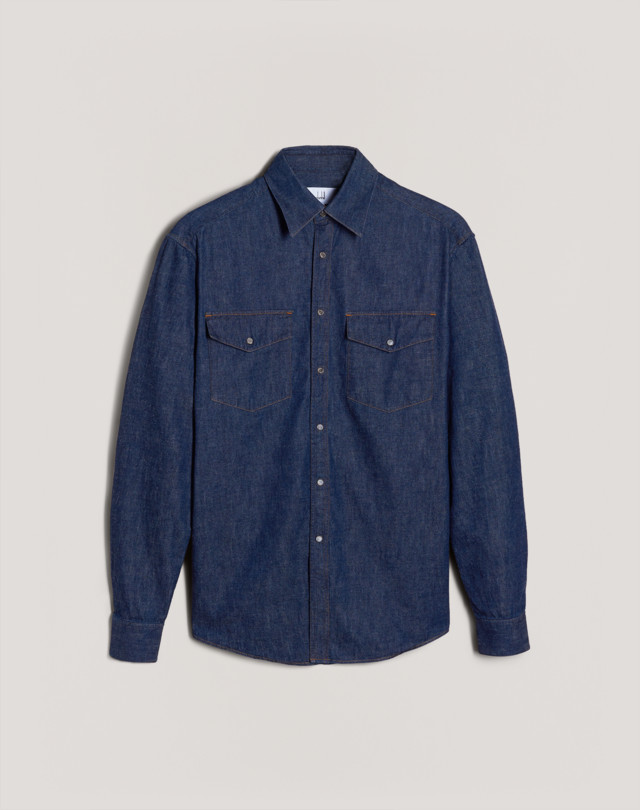 DUNHILL DENIM WESTERN SHIRT LONG SLEEVE CASUAL SHIRTS Man f