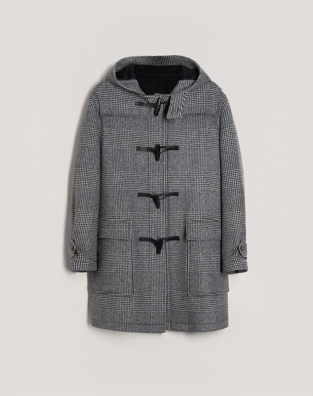 Men's Charcoal WOOL CHECK DUFFLE COAT | dunhill CI Online