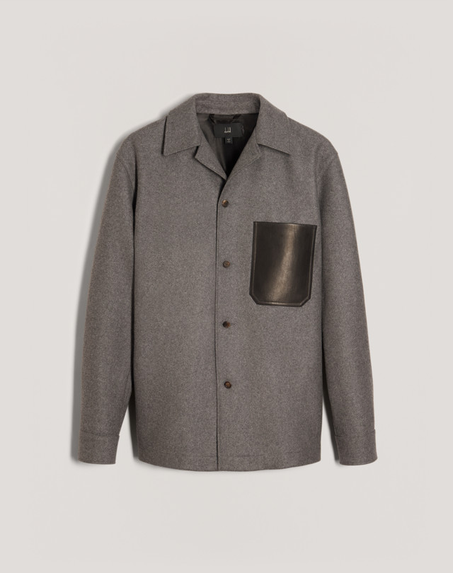 DUNHILL BONDED LEATHER POCKET OVERSHIRT LONG SLEEVE CASUAL SHIRTS Man f