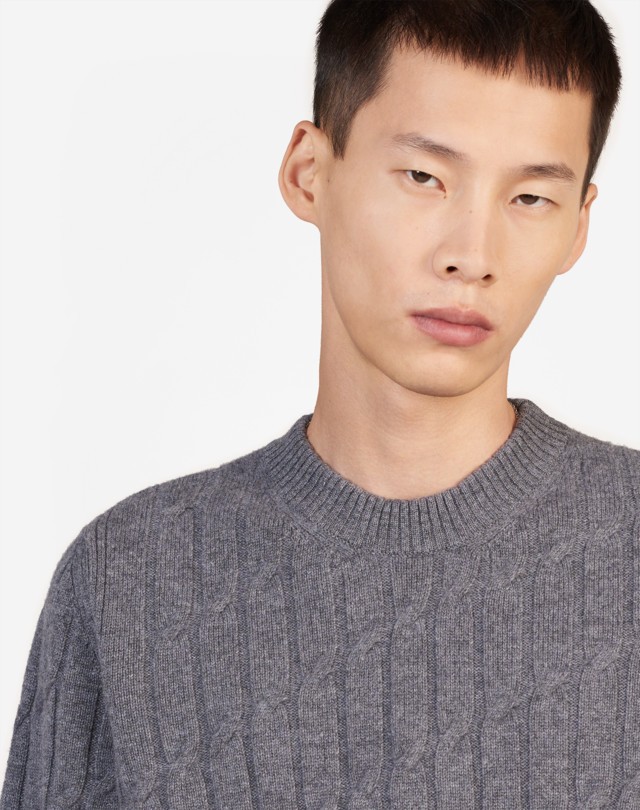 Men's CASHMERE KNURL CABLE JUMPER | dunhill US Online Store