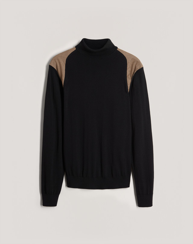 DUNHILL CONTRAST SHOULDER ROLL NECK JUMPER JUMPERS Man f