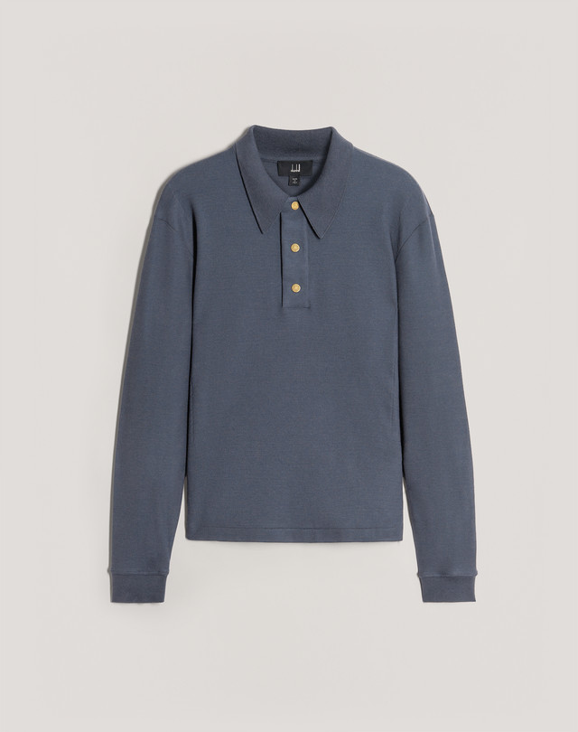 DUNHILL COTTON CASHMERE PANEL POLO POLOS Man f