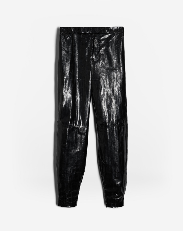 leather tapered trousers