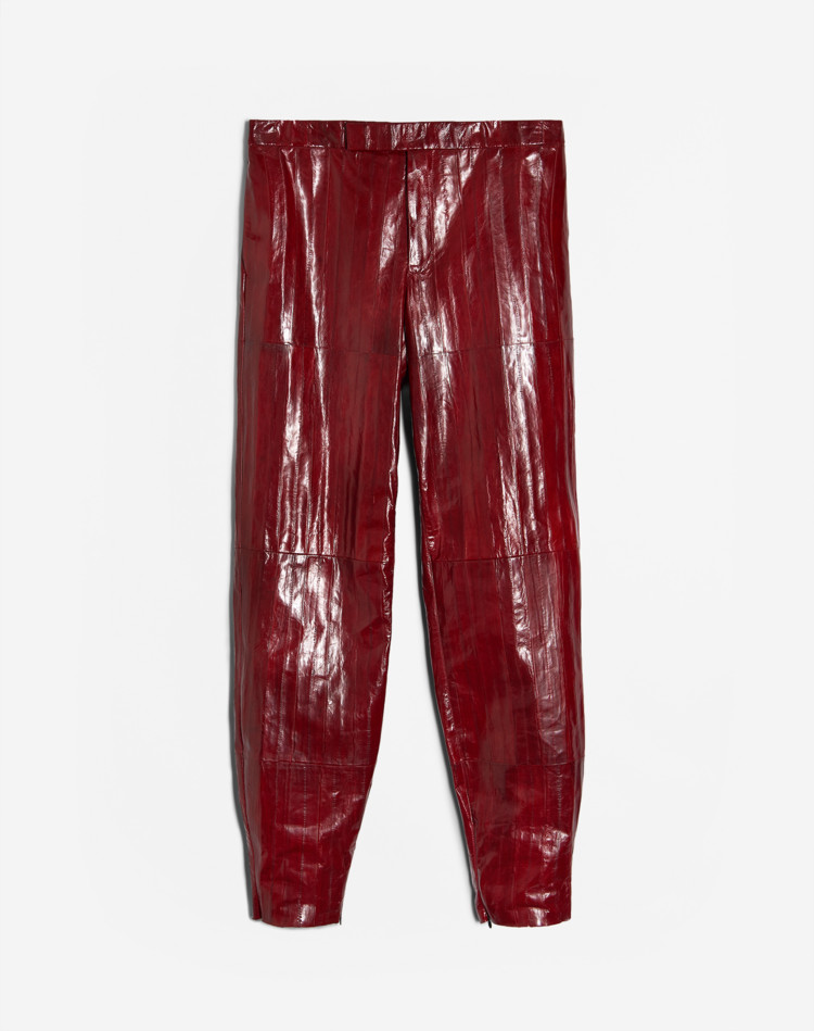 EEL SKIN TAPERED TROUSERS WITH ZIP DETAIL DUNHILL LEATHER TROUSERS Man EEL SKIN TAPERED TROUSERS WITH ZIP DETAIL f