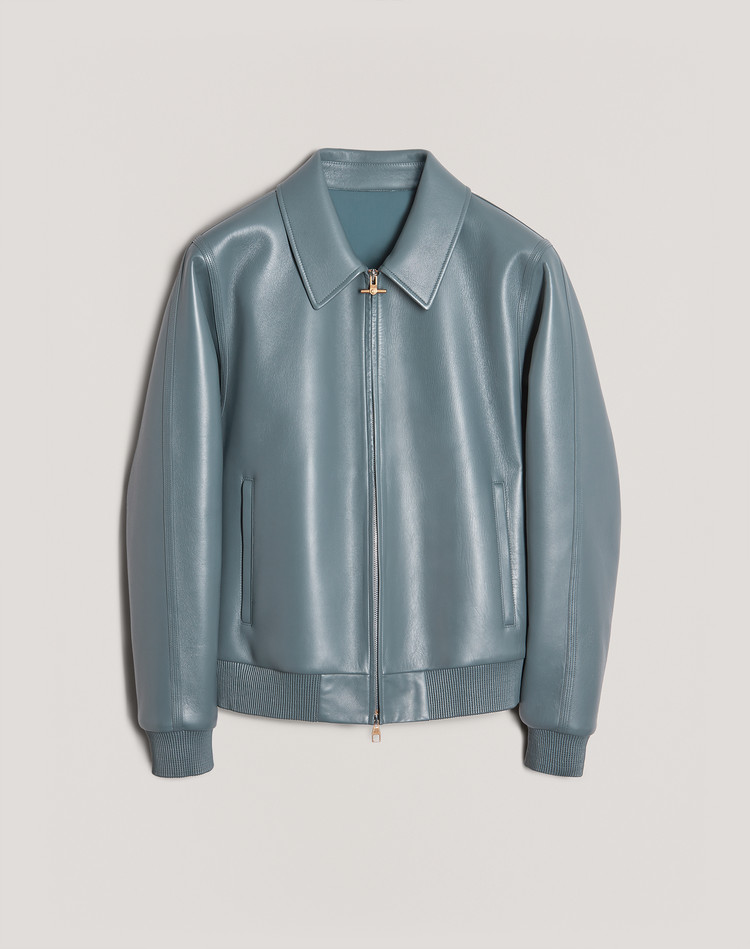レザーボンデッド ネオプレーン ハリントン DUNHILL レザージャケット メンズ レザーボンデッド ネオプレーン ハリントン f