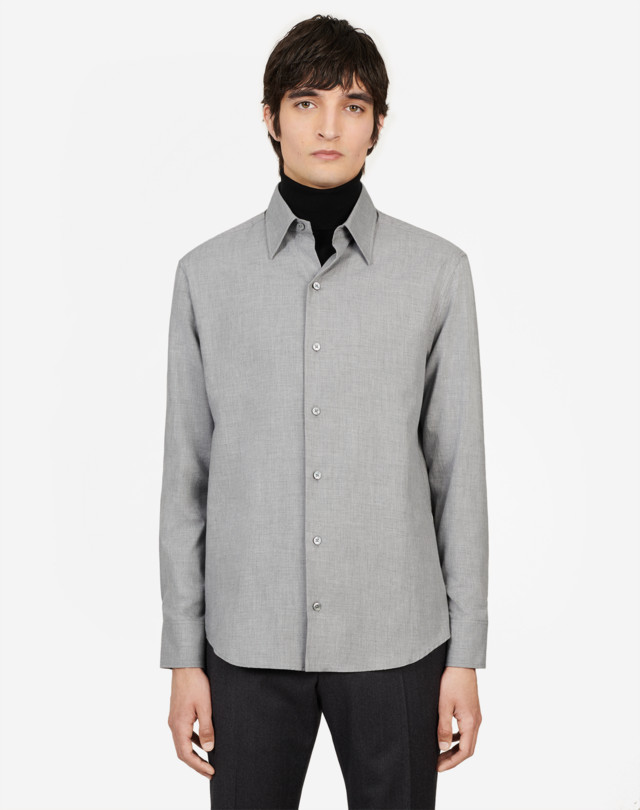 Men's Light Gray COTTON CASHMERE SHIRT | dunhill US Online Store Men's Light Gray COTTON CASHMERE SHIRT | dunhill US Online Store