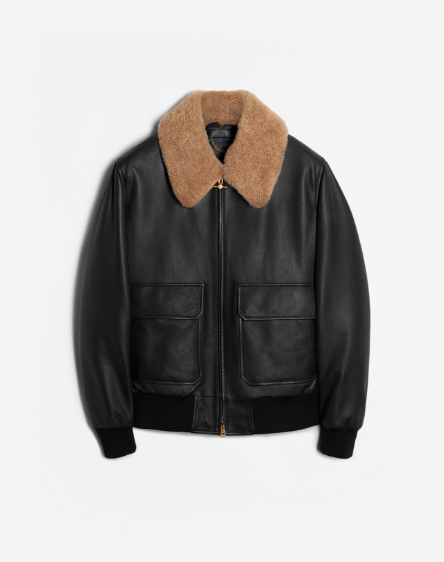 DUNHILL Shearling Aviator LEATHER JACKETS Man f