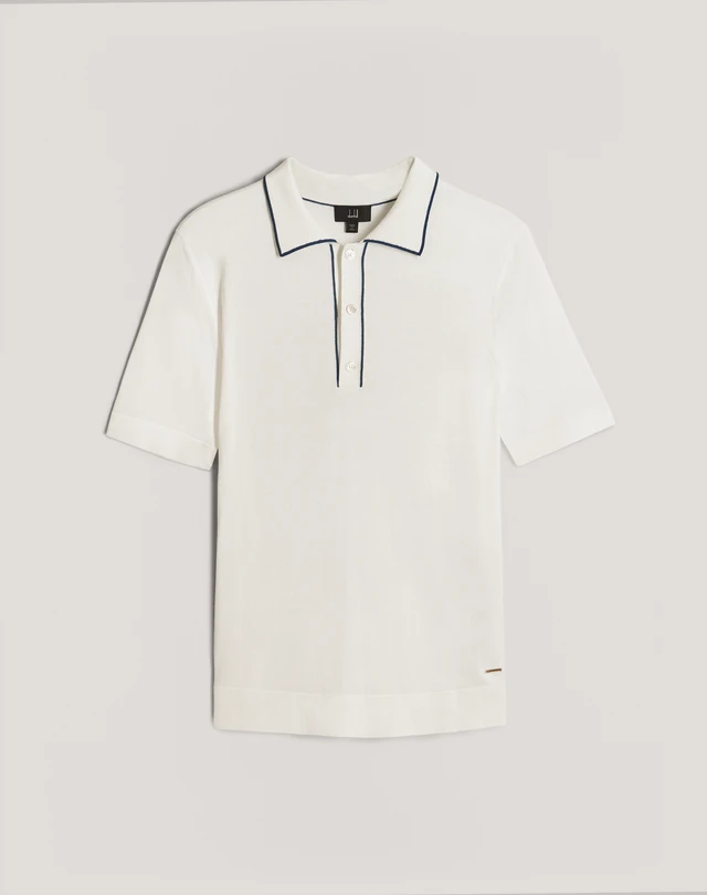 DUNHILL PIMA CONTRAST BORDER POLO KNITTED POLOS Man f