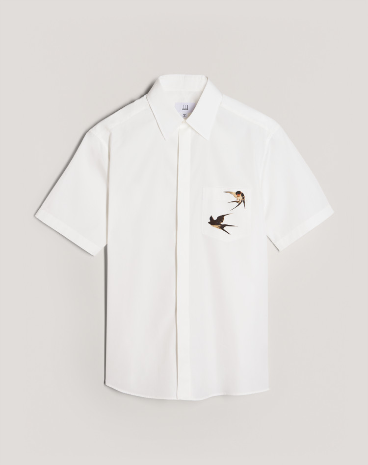 SPRING SWALLOWS SHORT SLEEVE SHIRT DUNHILL LONG SLEEVE CASUAL SHIRTS Man SPRING SWALLOWS SHORT SLEEVE SHIRT f