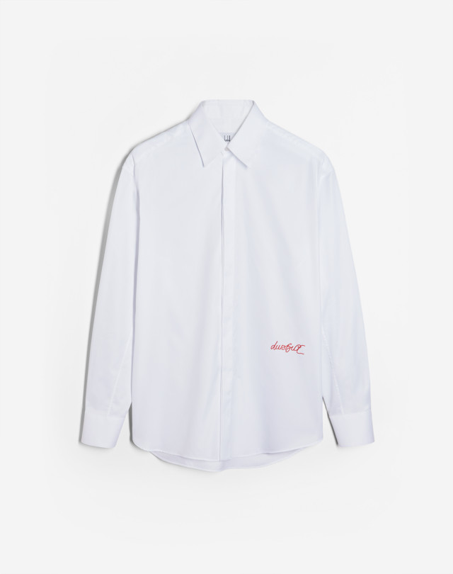DUNHILL 1921 SCRIPT LOGO SPLIT HEM SHIRT LONG SLEEVE CASUAL SHIRTS Man f