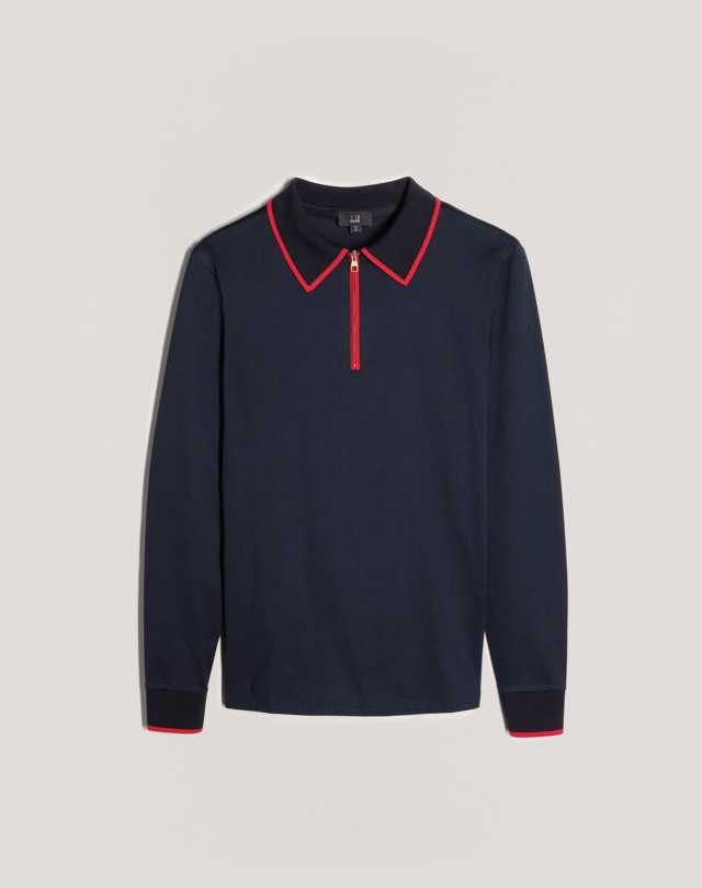 DUNHILL COTTON ZIP POLO POLOS Man f