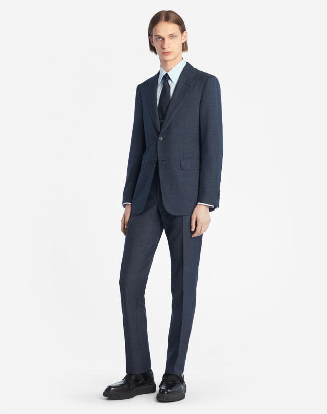 DUNHILL WOOL SILK WINDOWPANE CHECK KENSINGTON TROUSERS FORMAL TROUSERS Man r