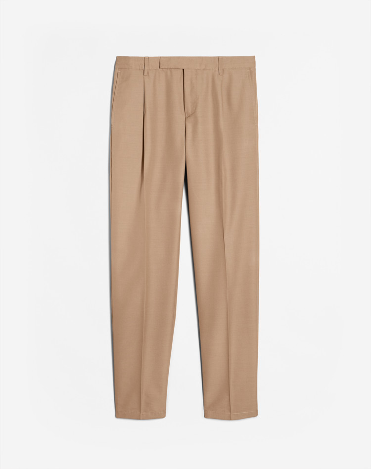WOOL COTTON SINGLE PLEAT TROUSERS DUNHILL CHINOS Man WOOL COTTON SINGLE PLEAT TROUSERS f