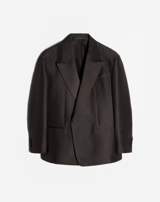 WOOL SILK OTTOMAN HALF WRAP EVENING JACKET