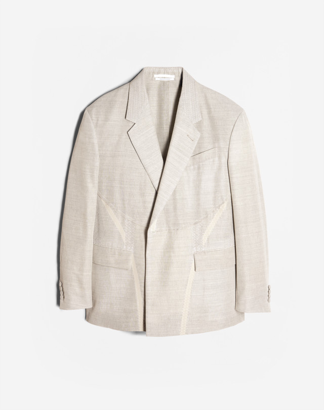DUNHILL STITCH DETAIL CANVAS HALF WRAP JACKET BLAZER Man f
