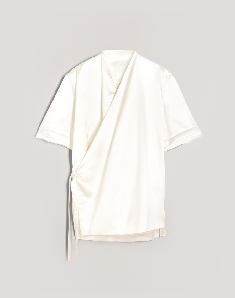 DUCHESS SILK SATIN SHORT SLEEVE WRAP SHIRT DUNHILL SHORT SLEEVE CASUAL SHIRTS Man DUCHESS SILK SATIN SHORT SLEEVE WRAP SHIRT f
