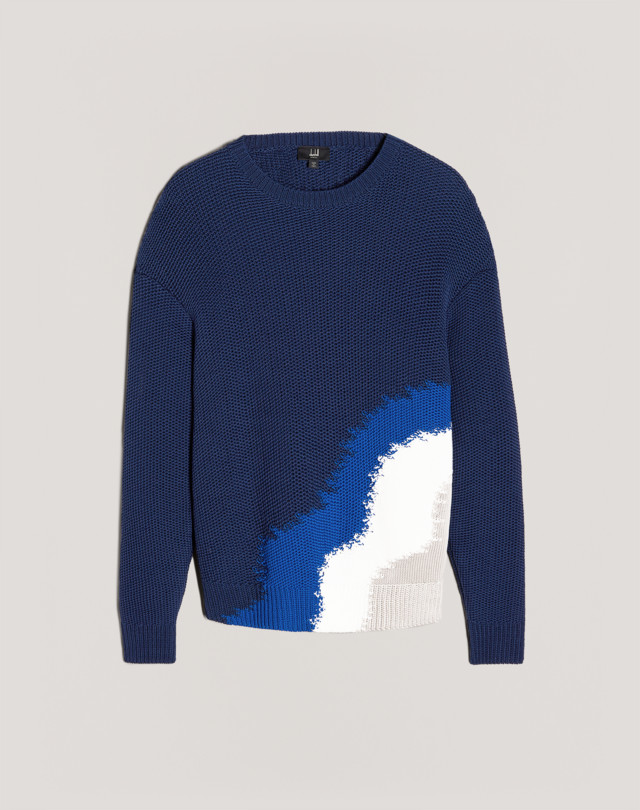 DUNHILL ABRASION INTARSIA CREW NECK JUMPERS Man f