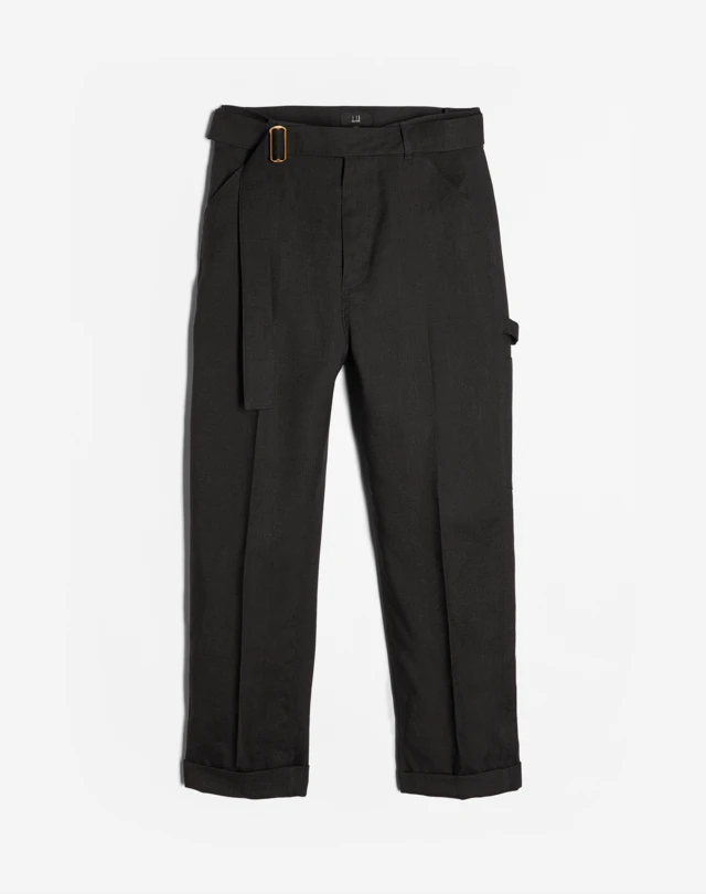 DUNHILL LINEN VISCOSE WOOL CANVAS UTILITY TROUSERS
 CHINOS Man f