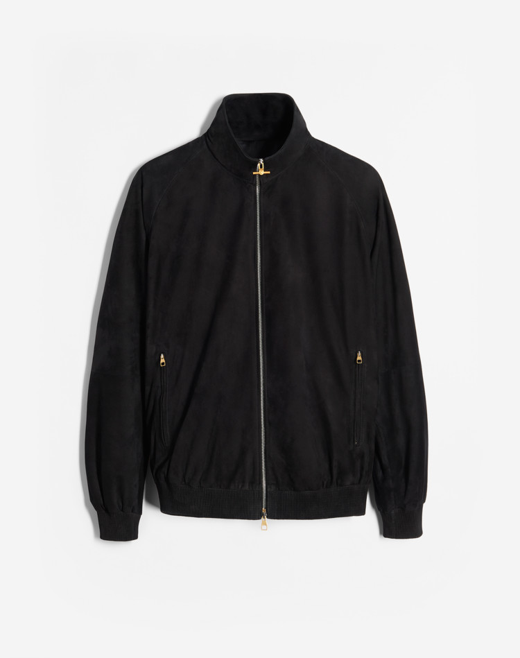 SUEDE TRACK JACKET DUNHILL LEATHER JACKETS Man SUEDE TRACK JACKET f