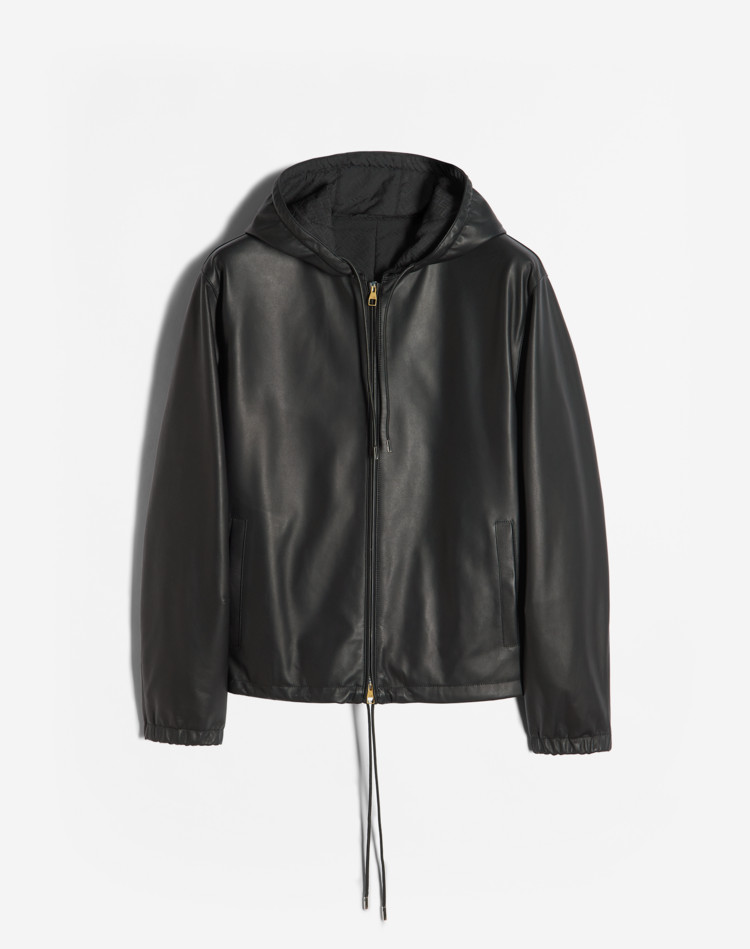 SIGNATURE REVERSIBLE LEATHER HOODED JACKET DUNHILL LEATHER JACKETS Man SIGNATURE REVERSIBLE LEATHER HOODED JACKET f