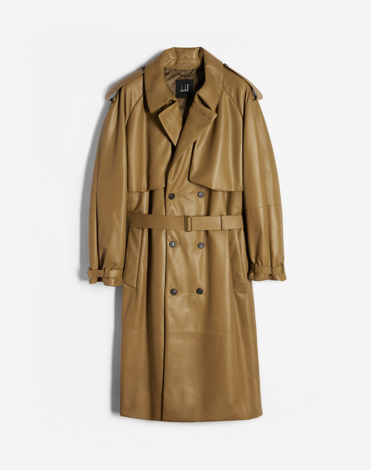 LEATHER PADDED TRENCH COAT DUNHILL LEATHER JACKETS Man LEATHER PADDED TRENCH COAT f