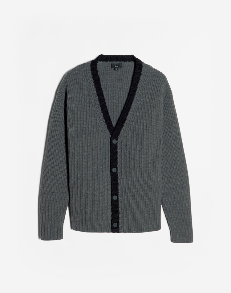 D RIBBED CARDIGAN DUNHILL CARDIGANS Man D RIBBED CARDIGAN f