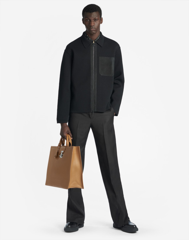 DUNHILL D SUEDE DETAIL OVERSHIRT LEATHER JACKETS Man r
