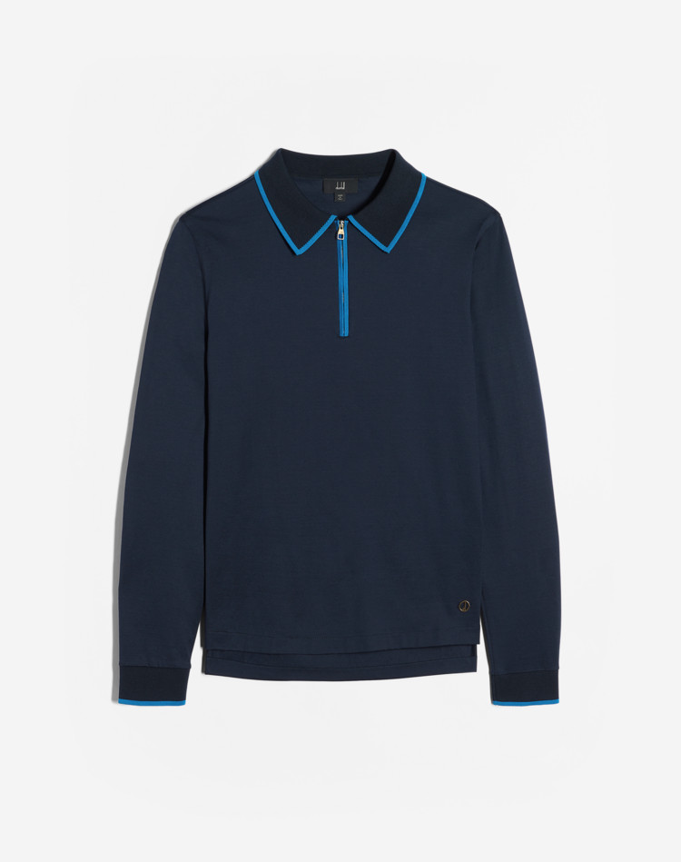COTTON ZIP POLO DUNHILL POLOS Man COTTON ZIP POLO f