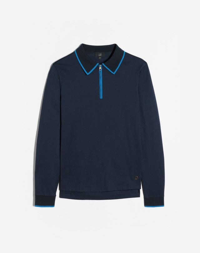 DUNHILL COTTON ZIP POLO POLOS Man f