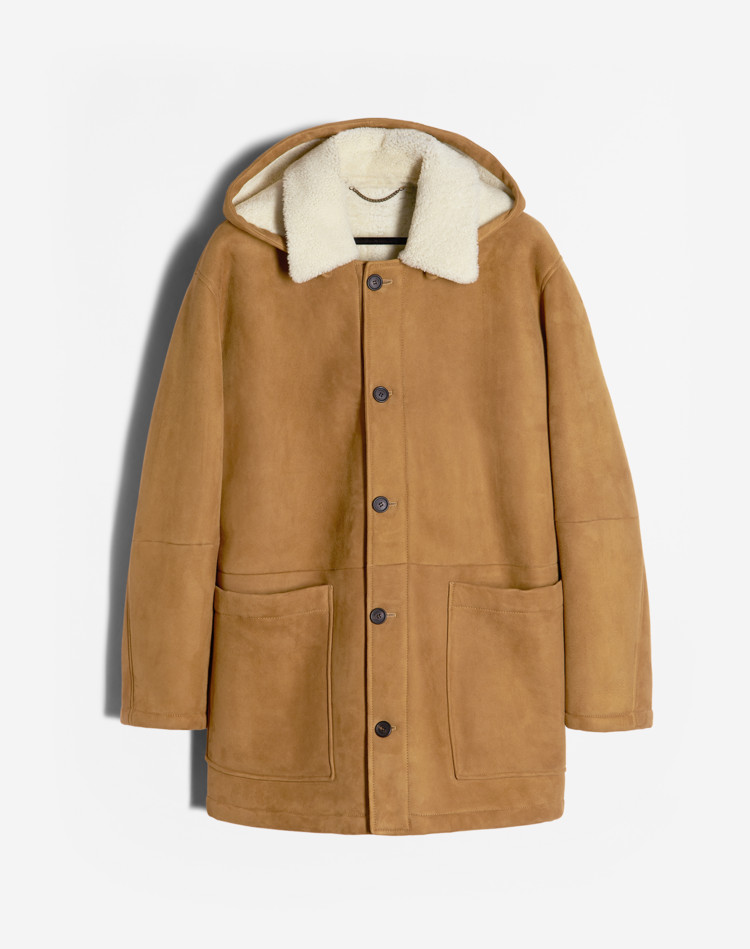 SHEARLING HOODED COAT DUNHILL LEATHER JACKETS Man SHEARLING HOODED COAT f