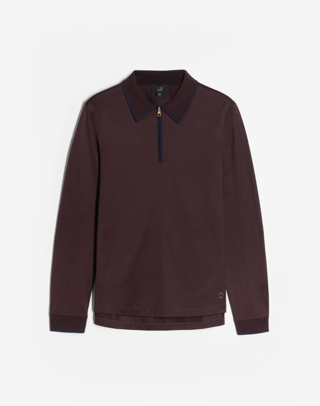 DUNHILL COTTON ZIP POLO POLOS Man f
