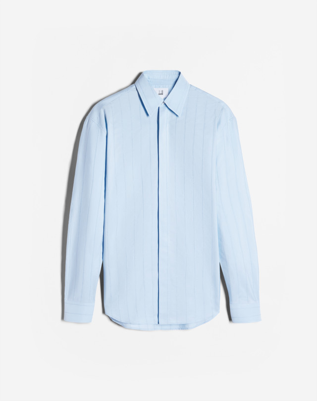 DUNHILL ХЛОПКОВАЯ РУБАШКА С ОТСТРОЧКОЙ Рубашка casual, длинный рукав Для Мужчин f