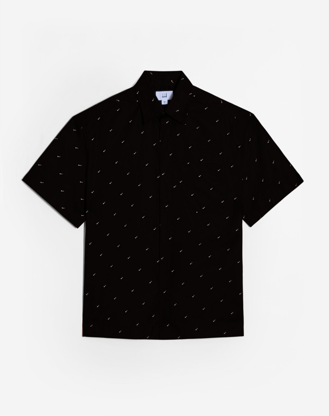 DUNHILL ХЛОПКОВАЯ РУБАШКА С КОРОТКИМИ РУКАВАМИ И СПЛОШНЫМ ЛОГОТИПОМ "D" SHORT SLEEVE CASUAL SHIRTS Для Мужчин f