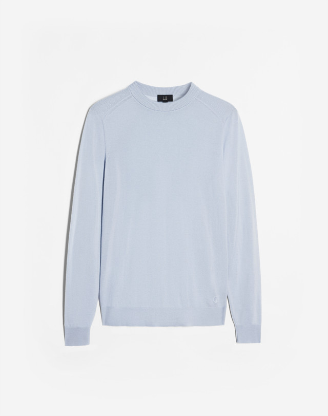 Men's Pale Blue Superfine Cashmere Crew Neck Jumper | dunhill US Online ...