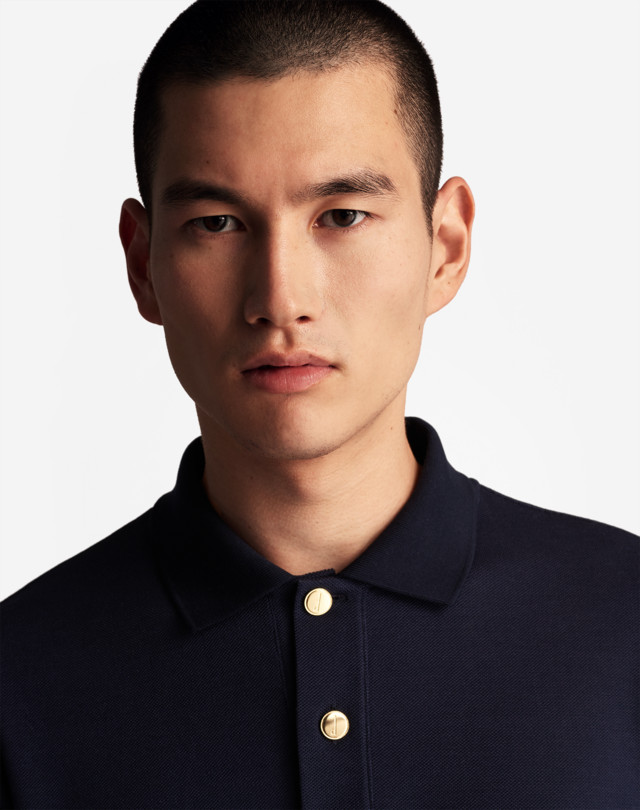 DUNHILL D BUTTON SILK PIQUE POLO POLOS Man a