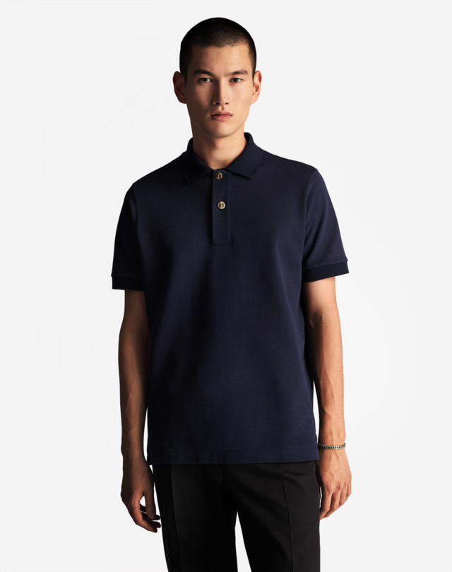 DUNHILL D BUTTON SILK PIQUE POLO POLOS Man d