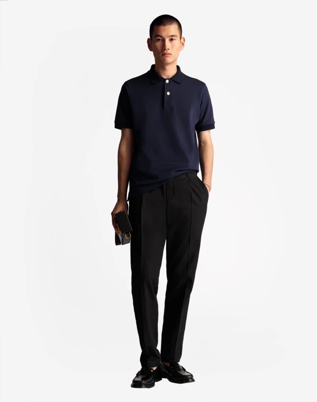 DUNHILL D BUTTON SILK PIQUE POLO POLOS Man r
