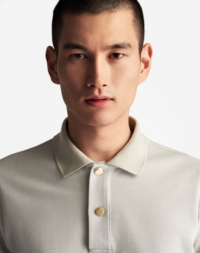 DUNHILL D BUTTON SILK PIQUE POLO POLOS Man a