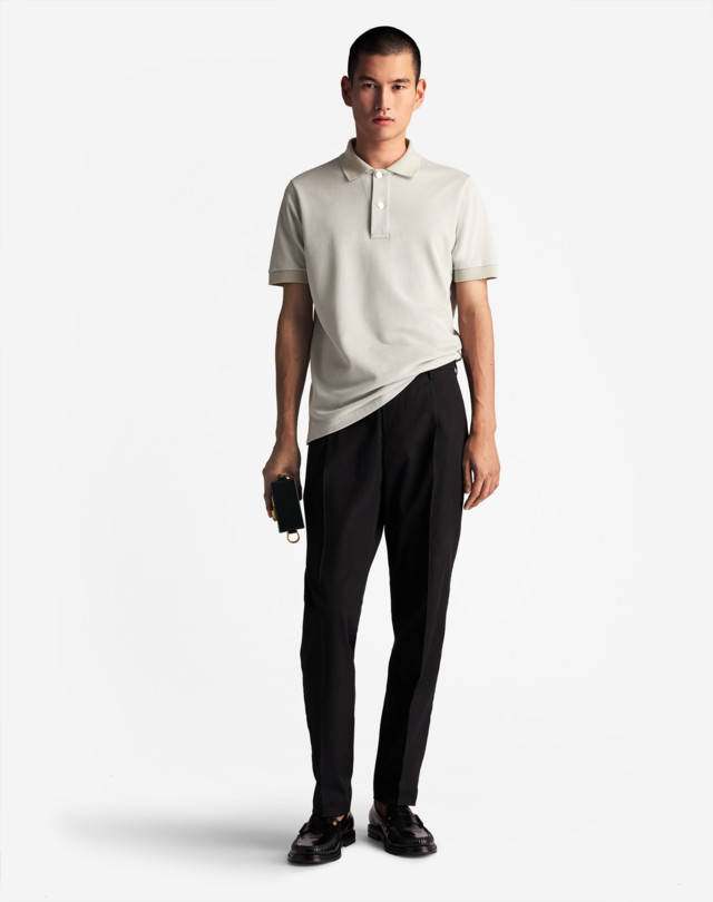 DUNHILL D BUTTON SILK PIQUE POLO POLOS Man r