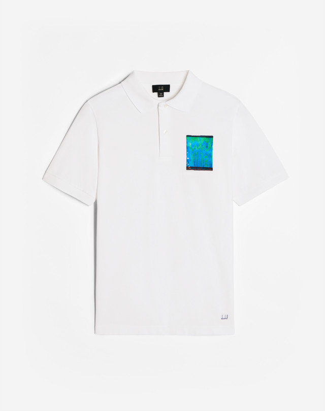 DUNHILL ELLEN CAREY MOIRE MONOCHROME SHORT SLEEVE POLO POLOS Man f