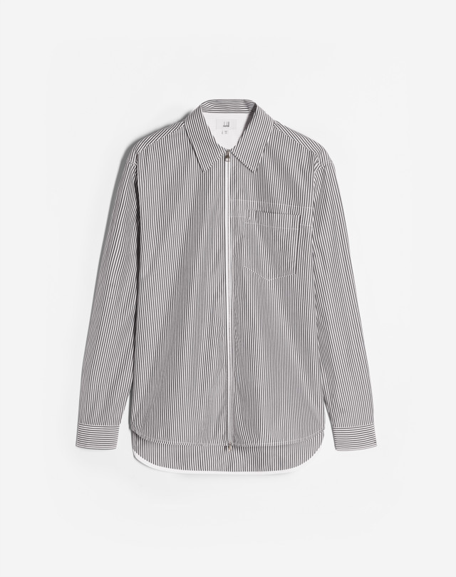 DUNHILL COTTON STRIPE ZIP SHIRT LONG SLEEVE CASUAL SHIRTS Man f