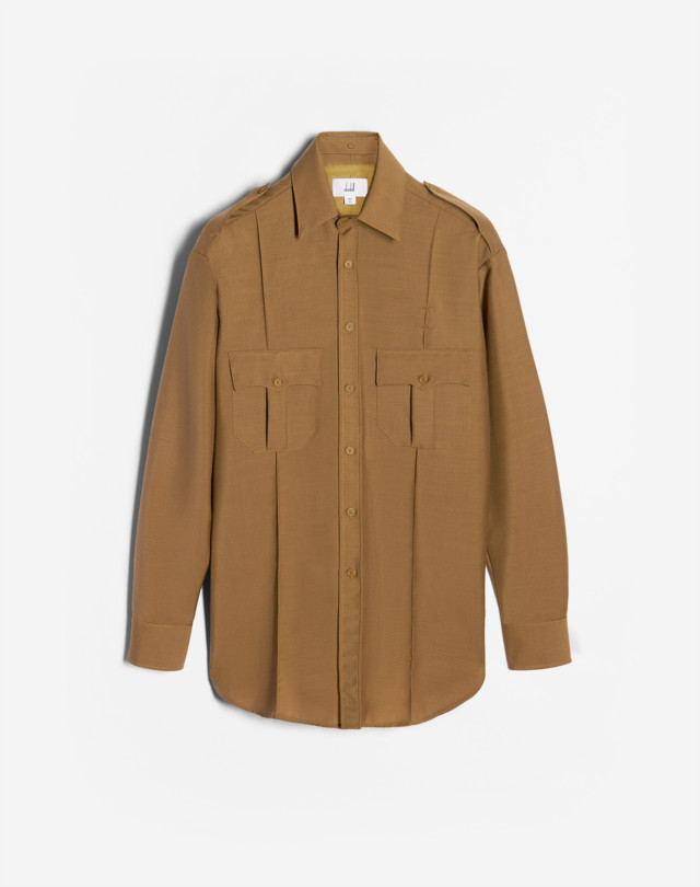 DUNHILL MILITARY WOOL SHIRT LONG SLEEVE CASUAL SHIRTS Man f