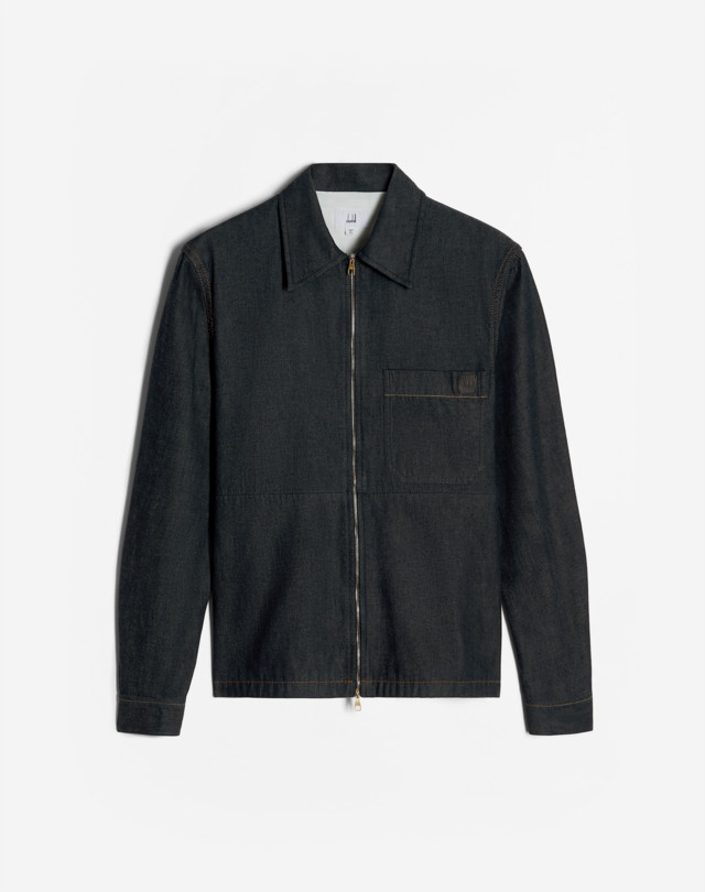 DUNHILL УТИЛИТАРНАЯ ВЕРХНЯЯ РУБАШКА НА МОЛНИИ ИЗ ДЕНИМА Рубашка casual, длинный рукав Для Мужчин f