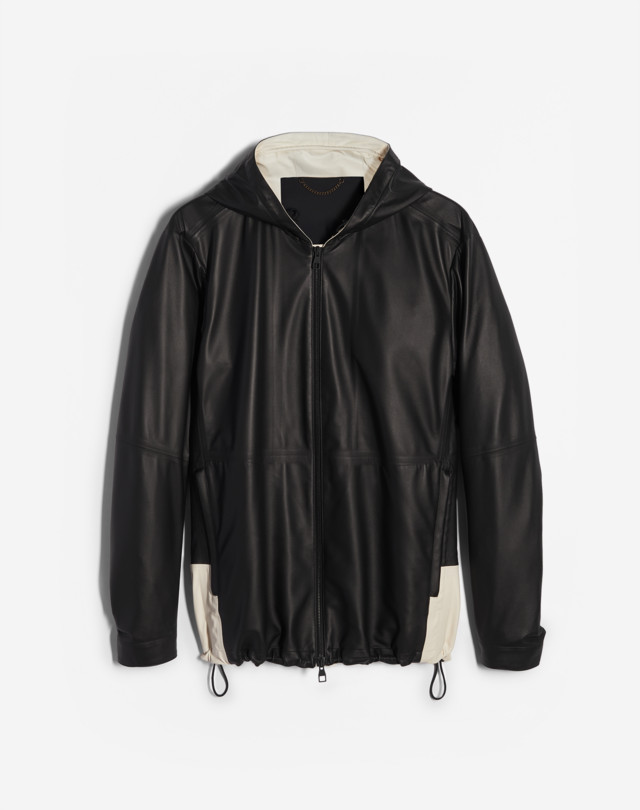 DUNHILL KAPUZENJACKE AUS LEDER UND FUNKTIONSMATERIAL LEDERJACKE Herren f