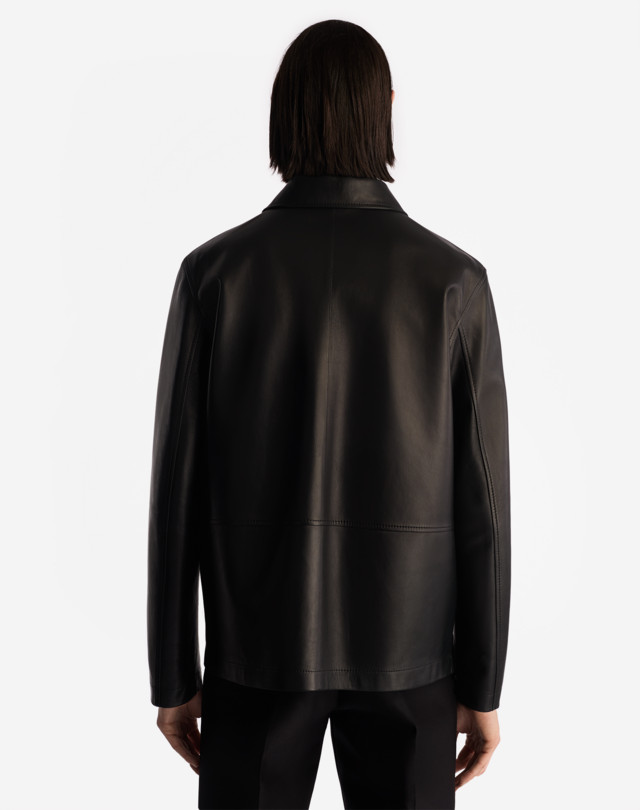 DUNHILL LEATHER PATCH SHIRT JACKET LEATHER JACKETS Man e