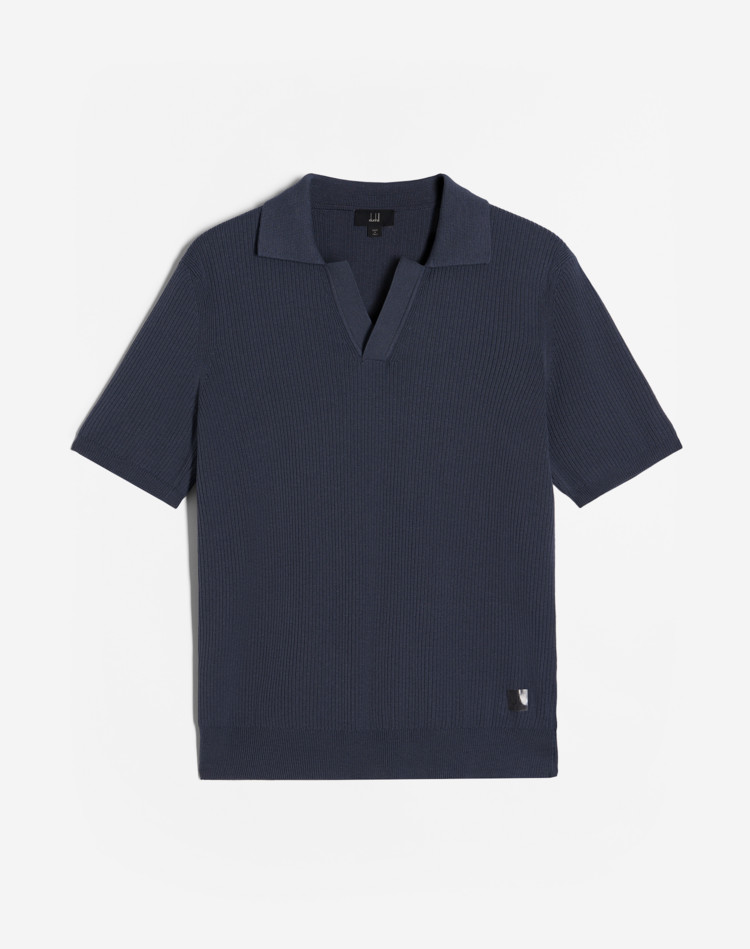 DUNHILL KNITTED POLOS Man Rib Cotton Silk Polo f