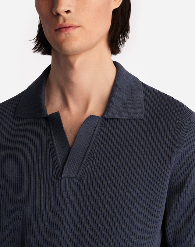 DUNHILL RIB COTTON SILK POLO KNITTED POLOS Man a