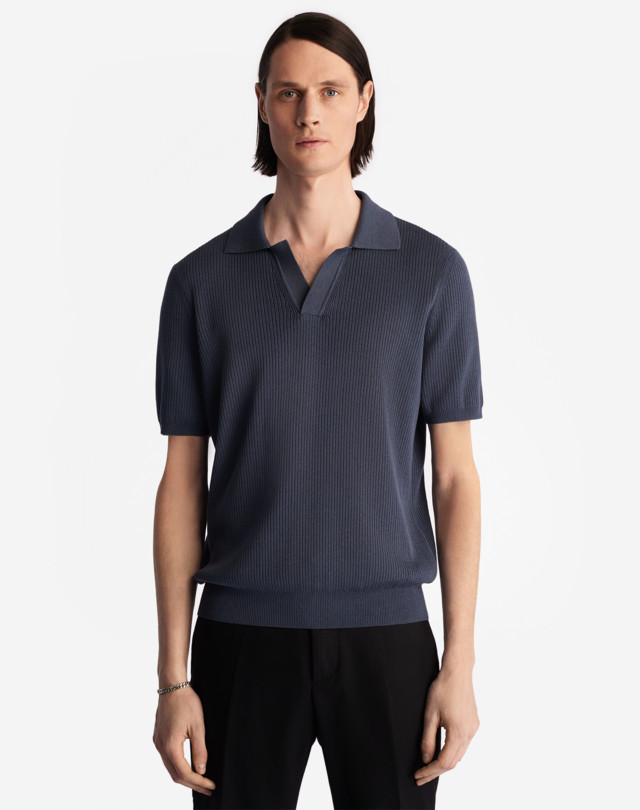 DUNHILL RIB COTTON SILK POLO KNITTED POLOS Man d